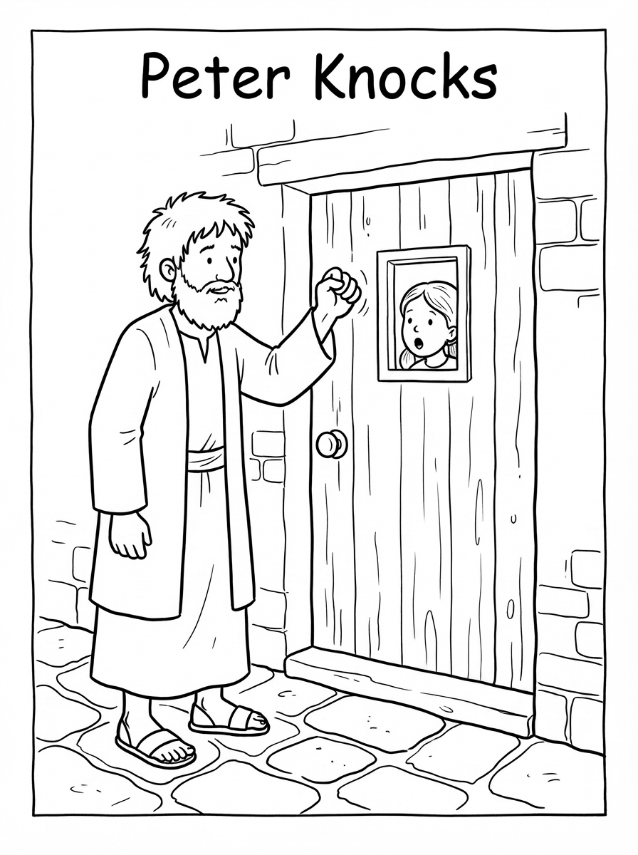 Coloring page: Peter at the Door